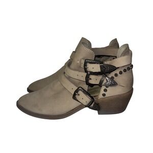 Dolce Vita Womens Beige Suede Western Buckle Cutout Ankle Booties‎ Size 8